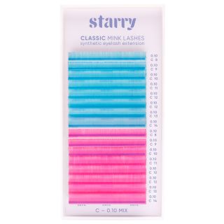 Cils fluo bleu / rose C 0,1 x 8-14mm